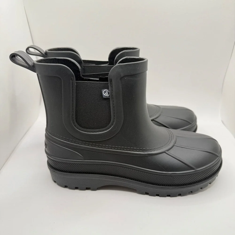 Sperry Boys Black Rain Boots Waterproof Duck Ankle Boot STK29447 Size 4M